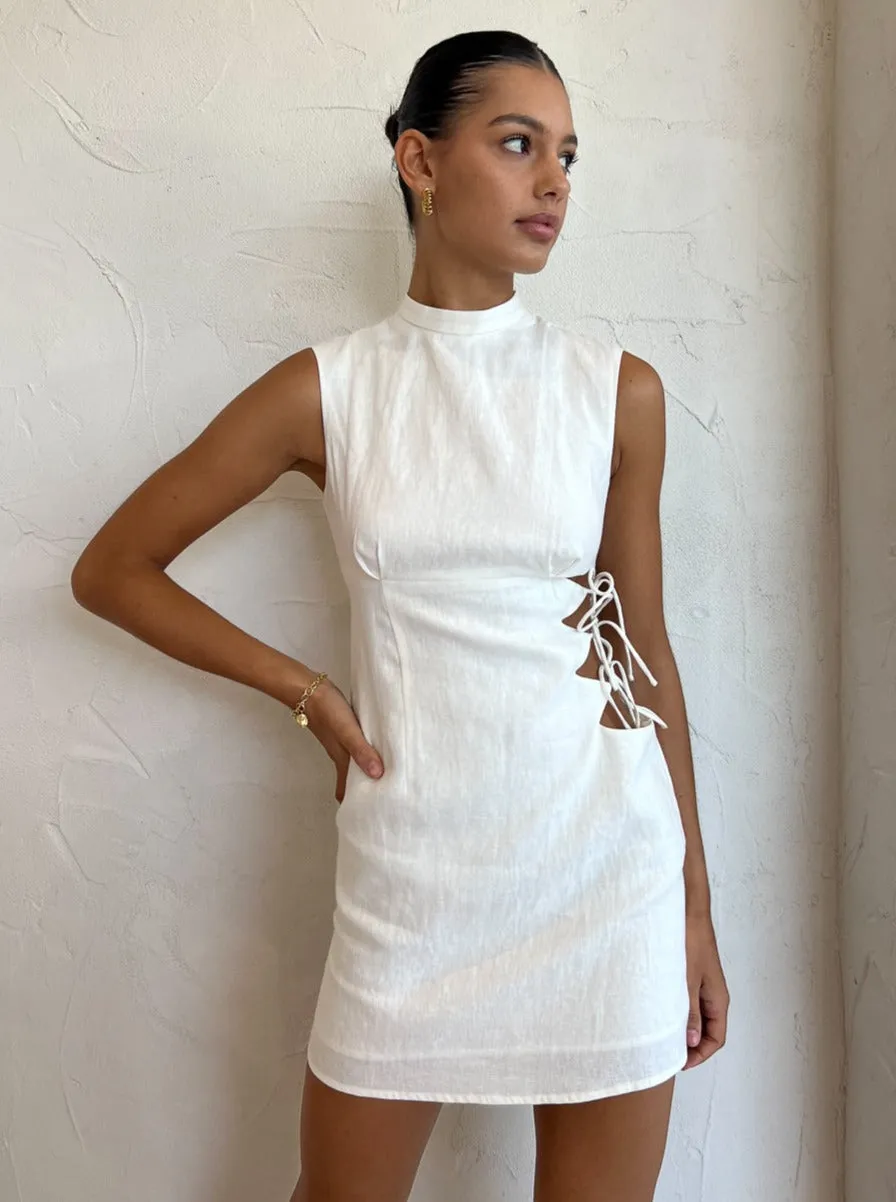 Ginia Frankie Mini Dress in Creme