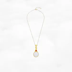 Gold Pipa White Jade Necklace