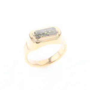 Gold Quartz Ring Oval Inlaid Design - G2