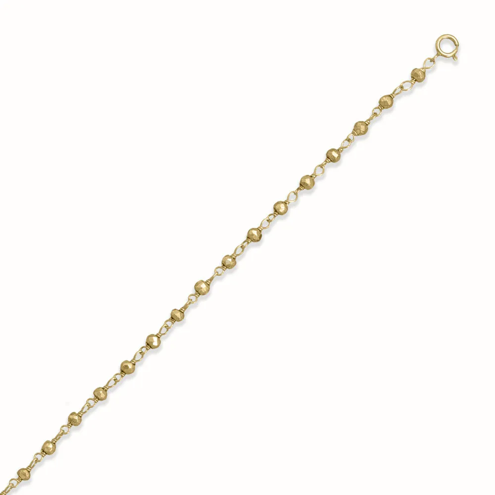 Golden Goddess! 9.5"   1" 14 Karat Gold Plated Pyrite Bead Anklet