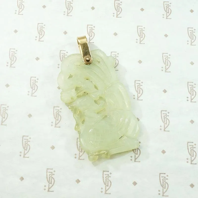 Gorgeous Peacock Pendant in Celadon Green Jade