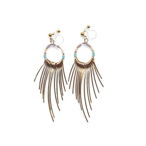 Gradated Fringe invisible clip on earrings ( Gold tone )