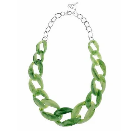 Green Jade Acrylic chain necklace