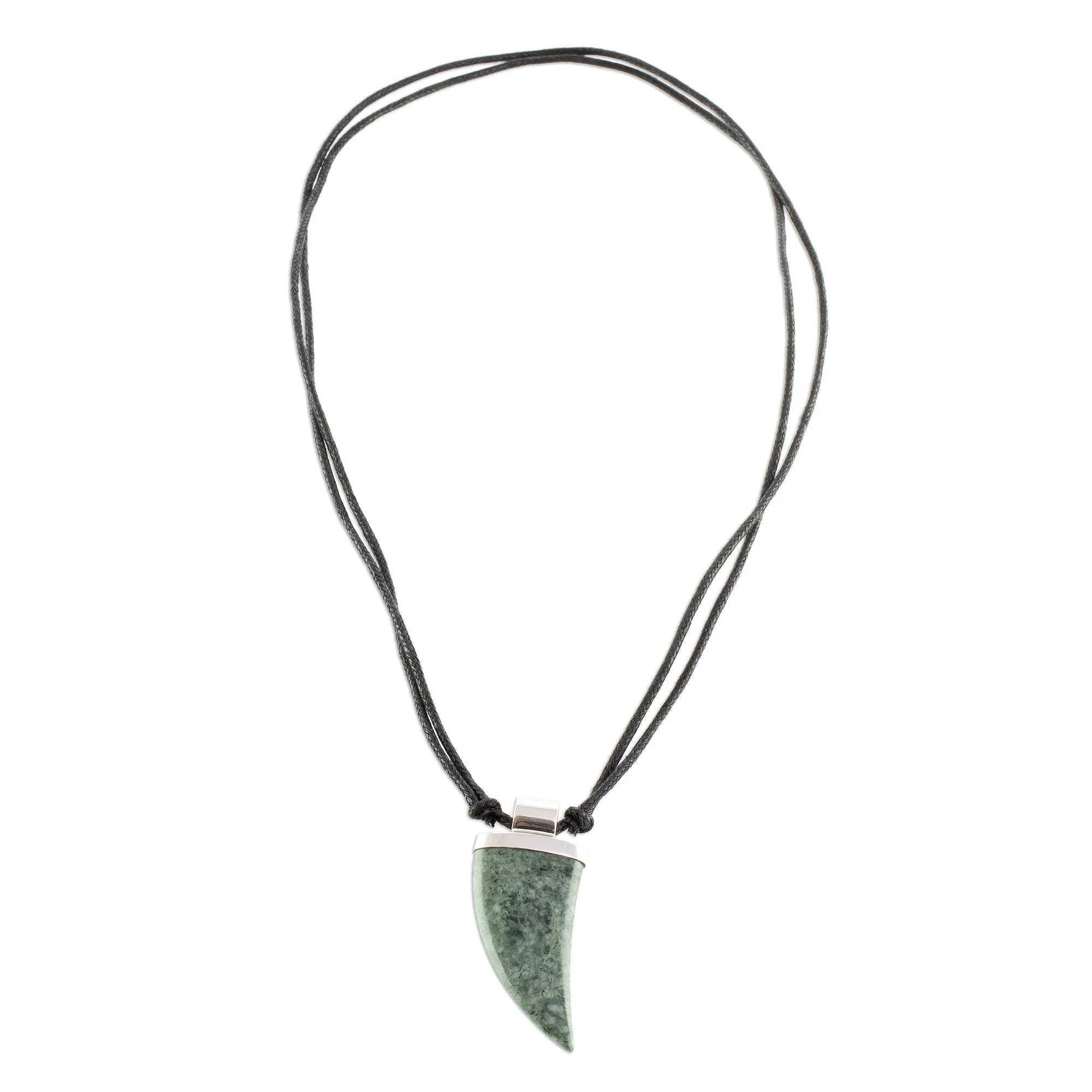 Green Jade Tusk Pendant Necklace from Guatemala - Wide Tusk in Green | NOVICA