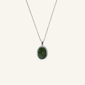 Greenstone Koru Filigree Silver - Oval Pendant