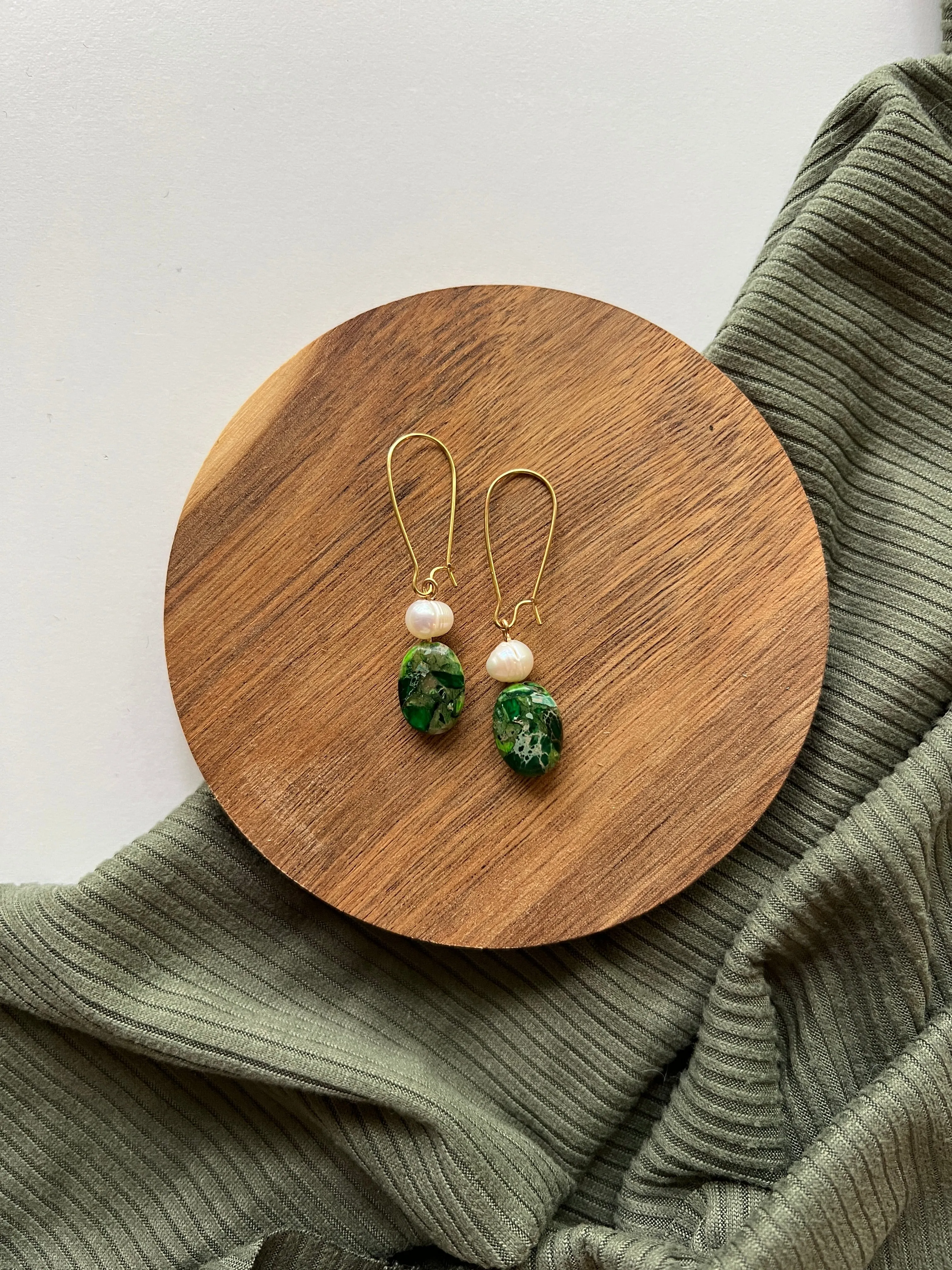 Grove | Ocean Jasper   Pearl Earrings