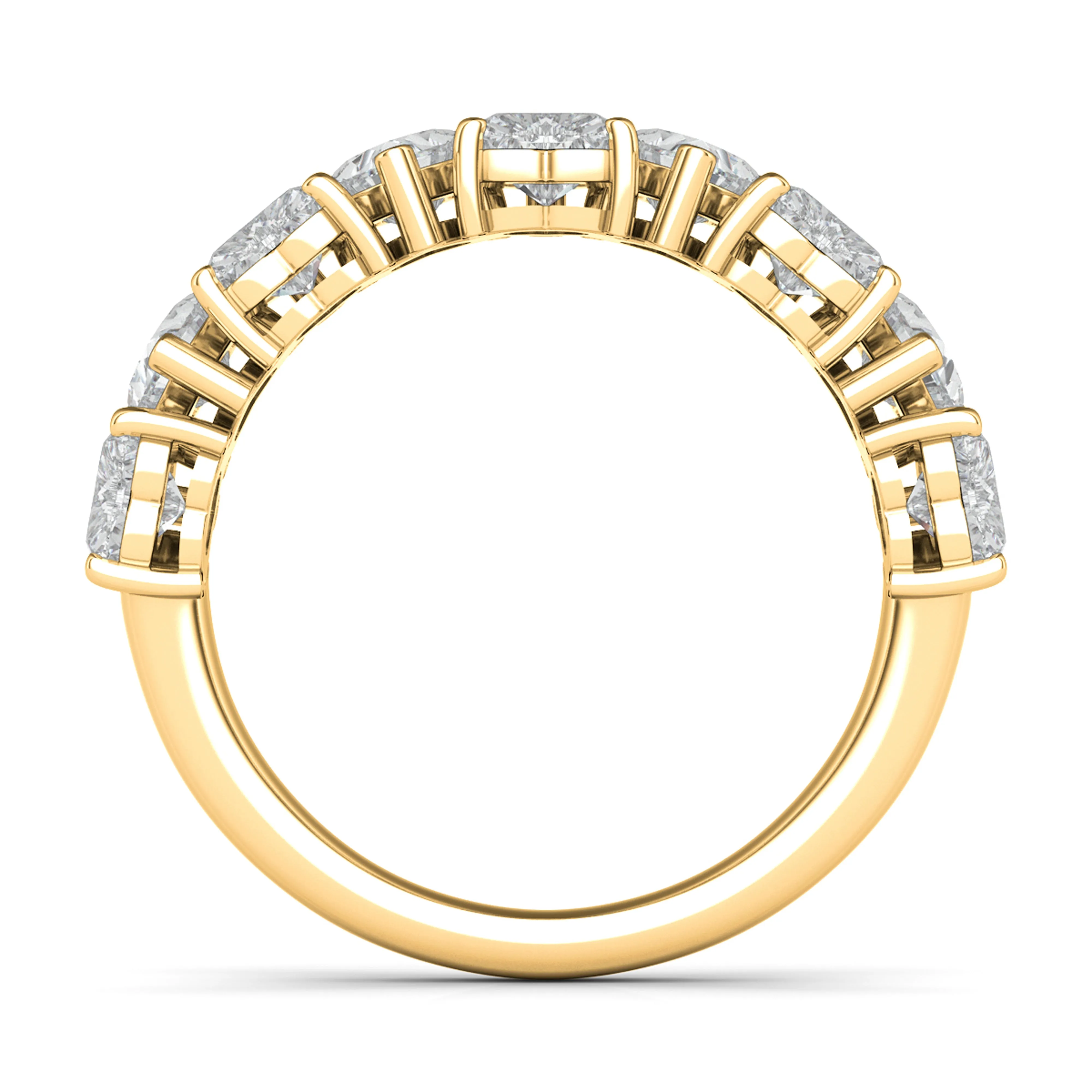 Half Alternating Heart Shape Diamond Eternity Band