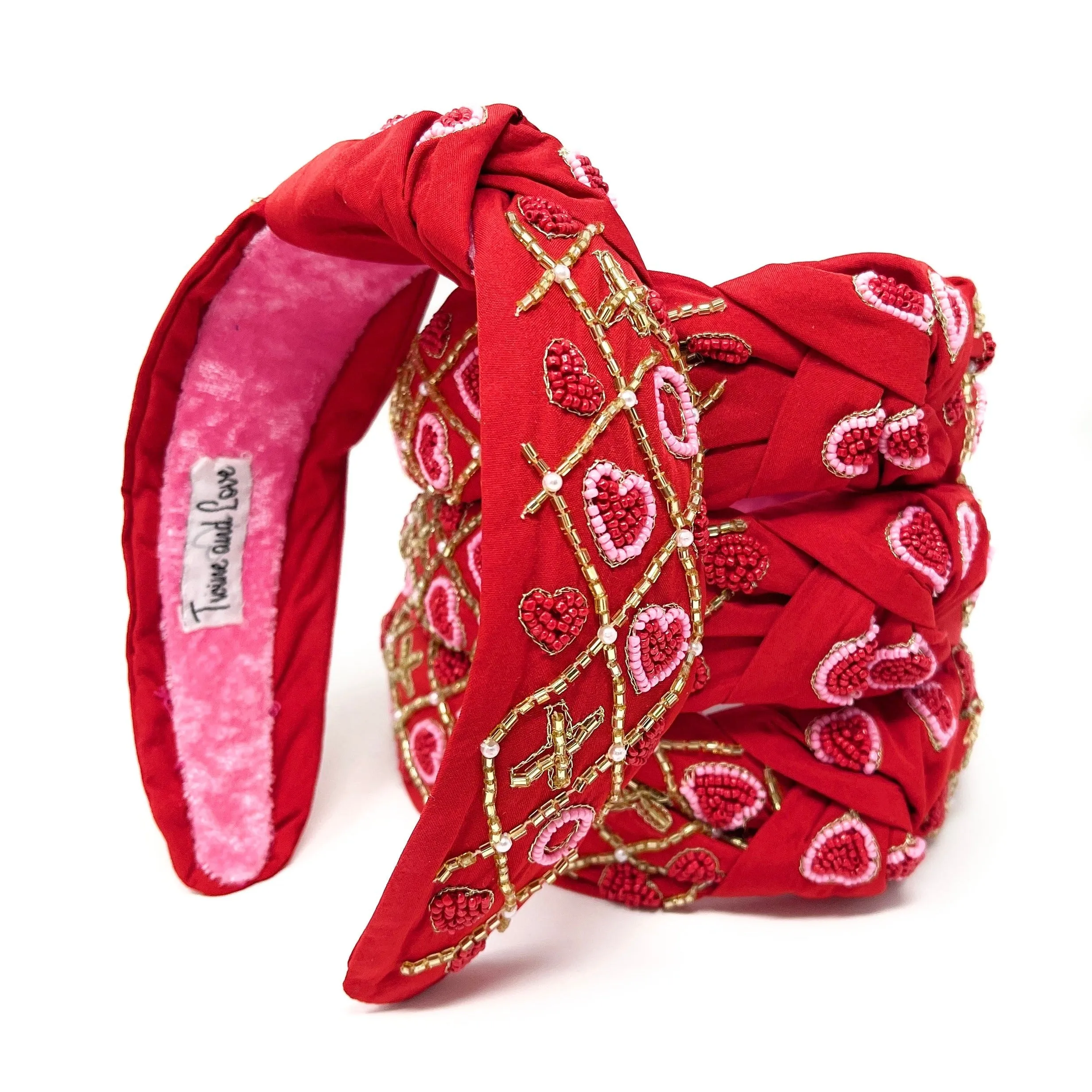 Hand Beaded XOXO Valentines Headband