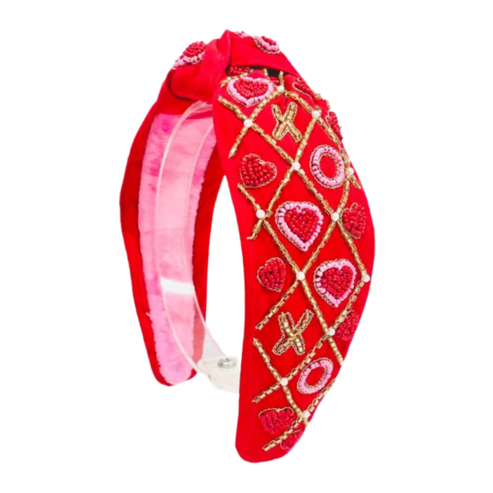 Hand Beaded XOXO Valentines Headband