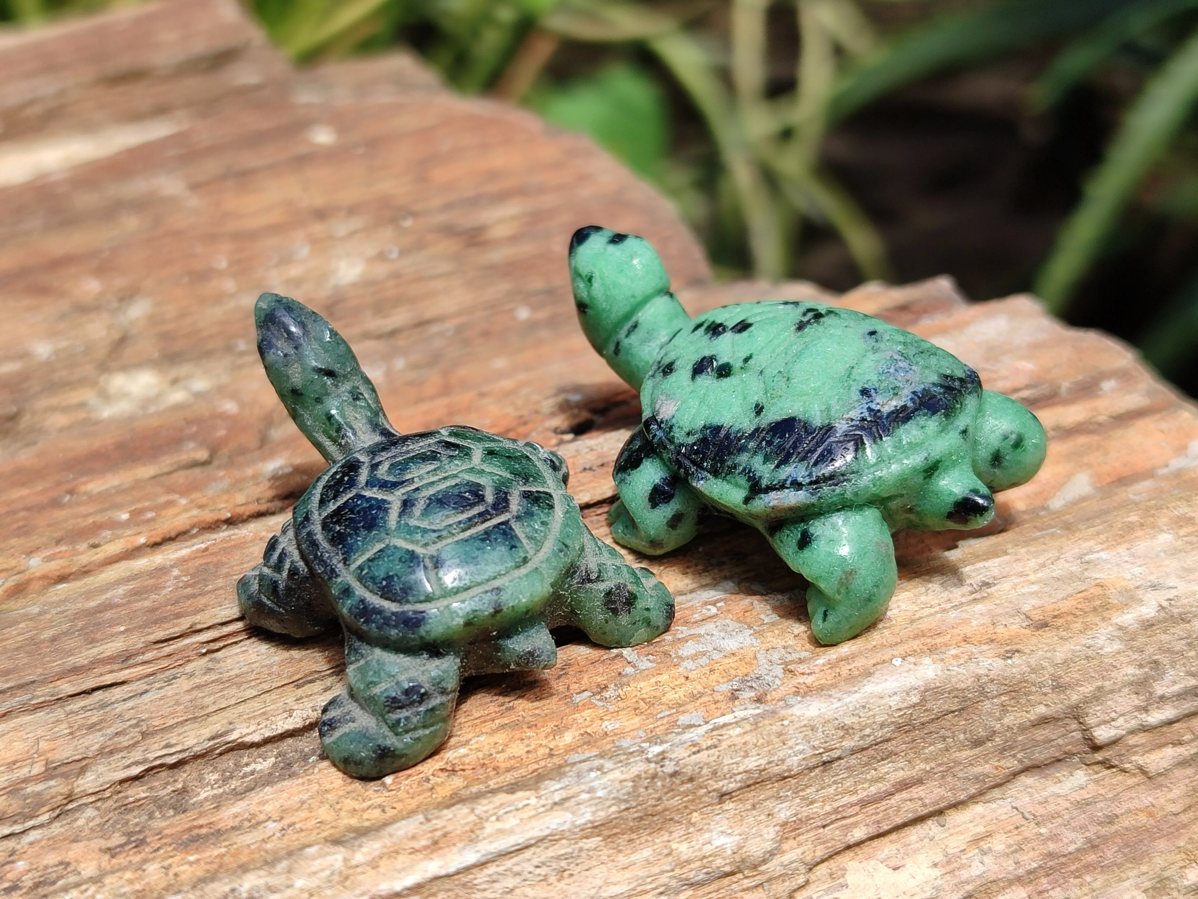 Hand Made Ruby Zoisite Tortoise Carvings - Sold Per Item - From Tanzania