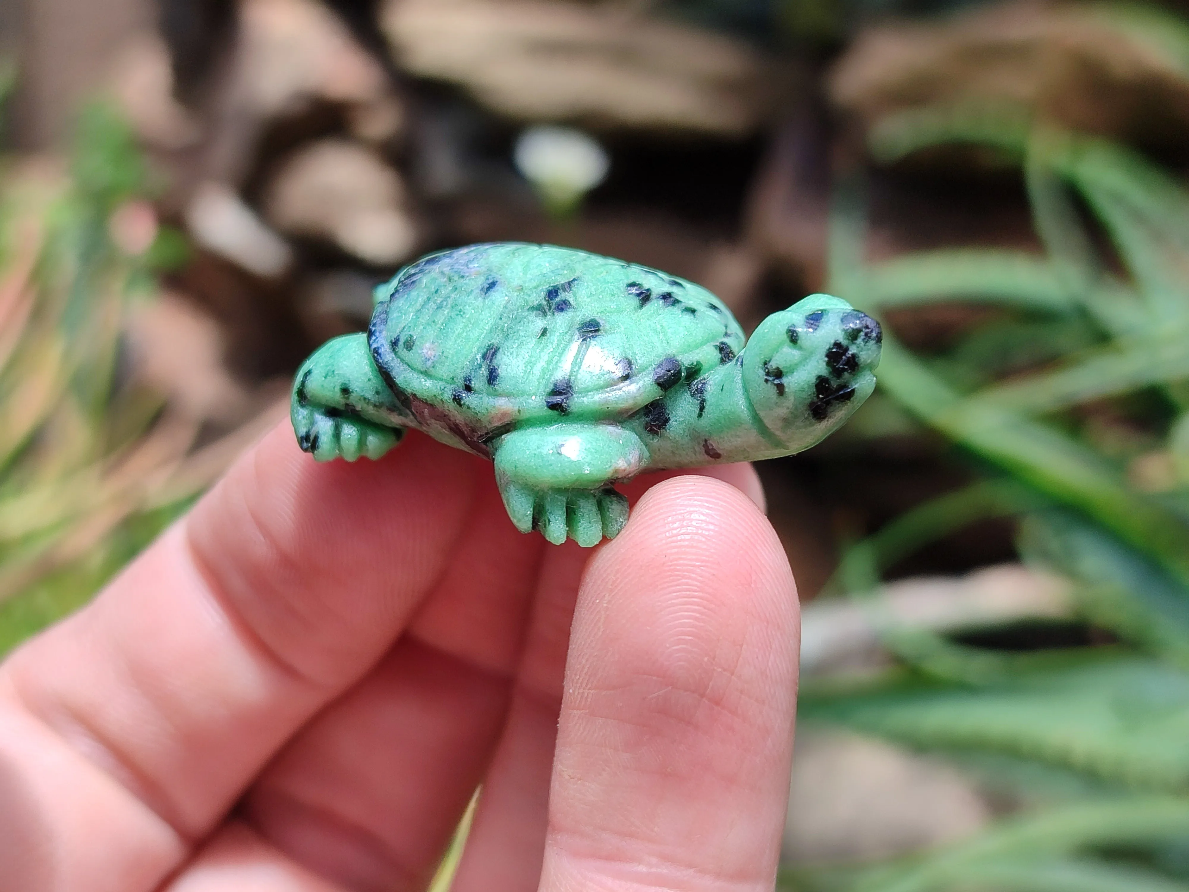 Hand Made Ruby Zoisite Tortoise Carvings - Sold Per Item - From Tanzania