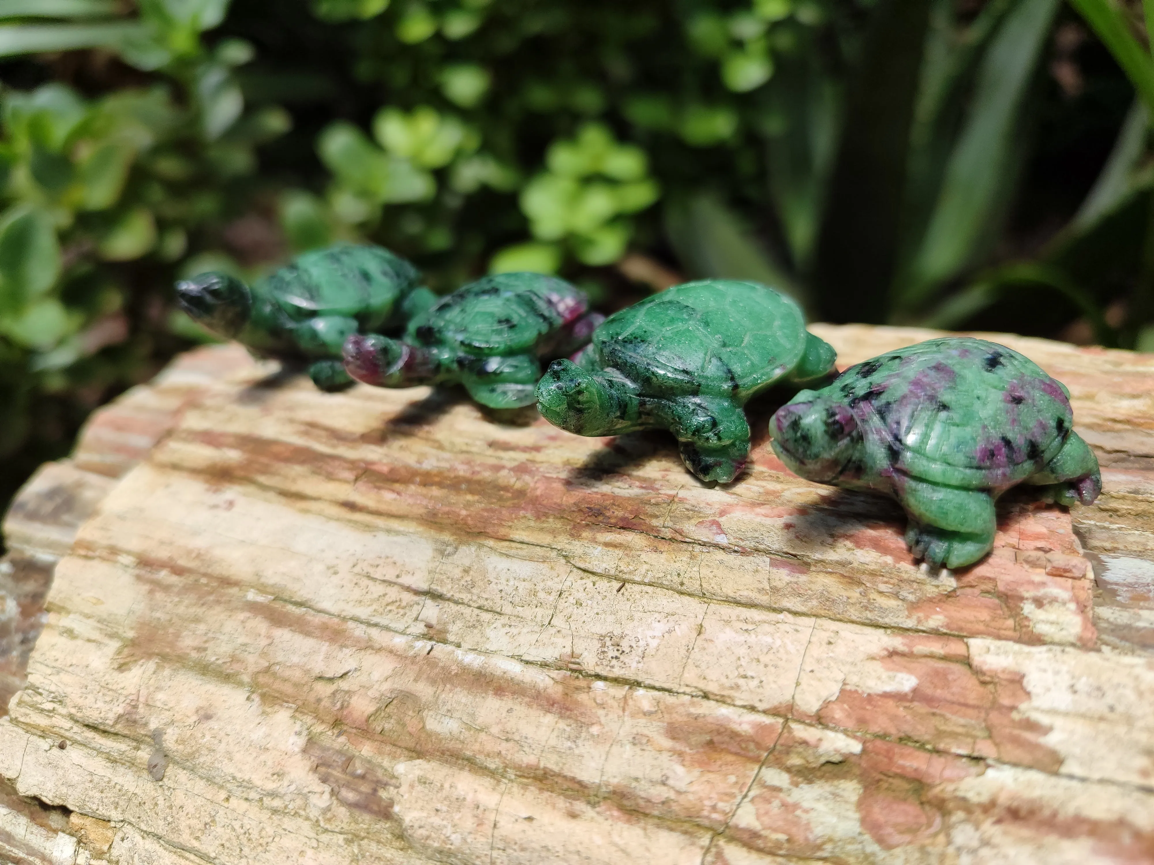 Hand Made Ruby Zoisite Tortoise Carvings - Sold Per Item - From Tanzania