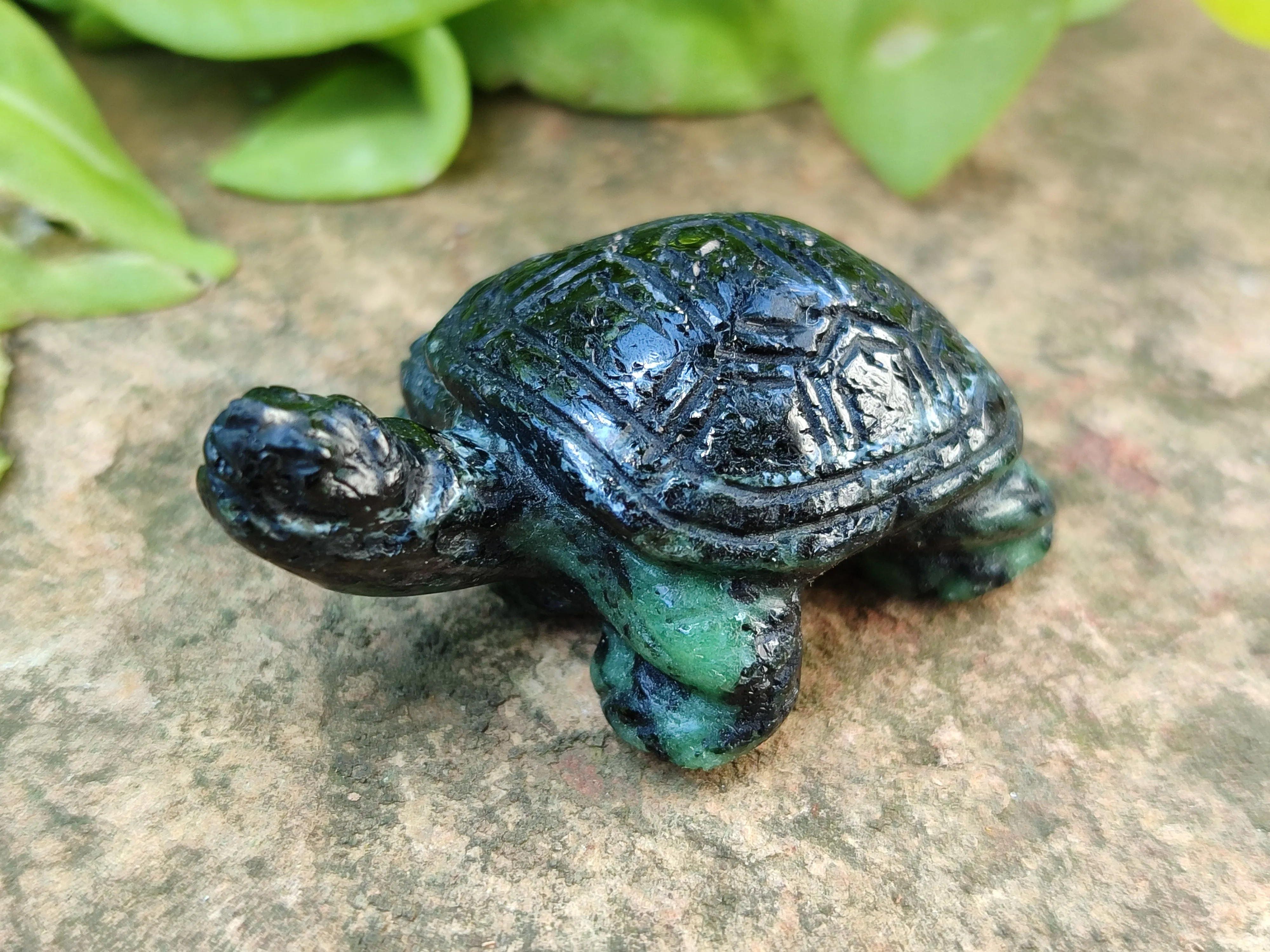 Hand Made Ruby Zoisite Tortoise Carvings - Sold Per Item - From Tanzania