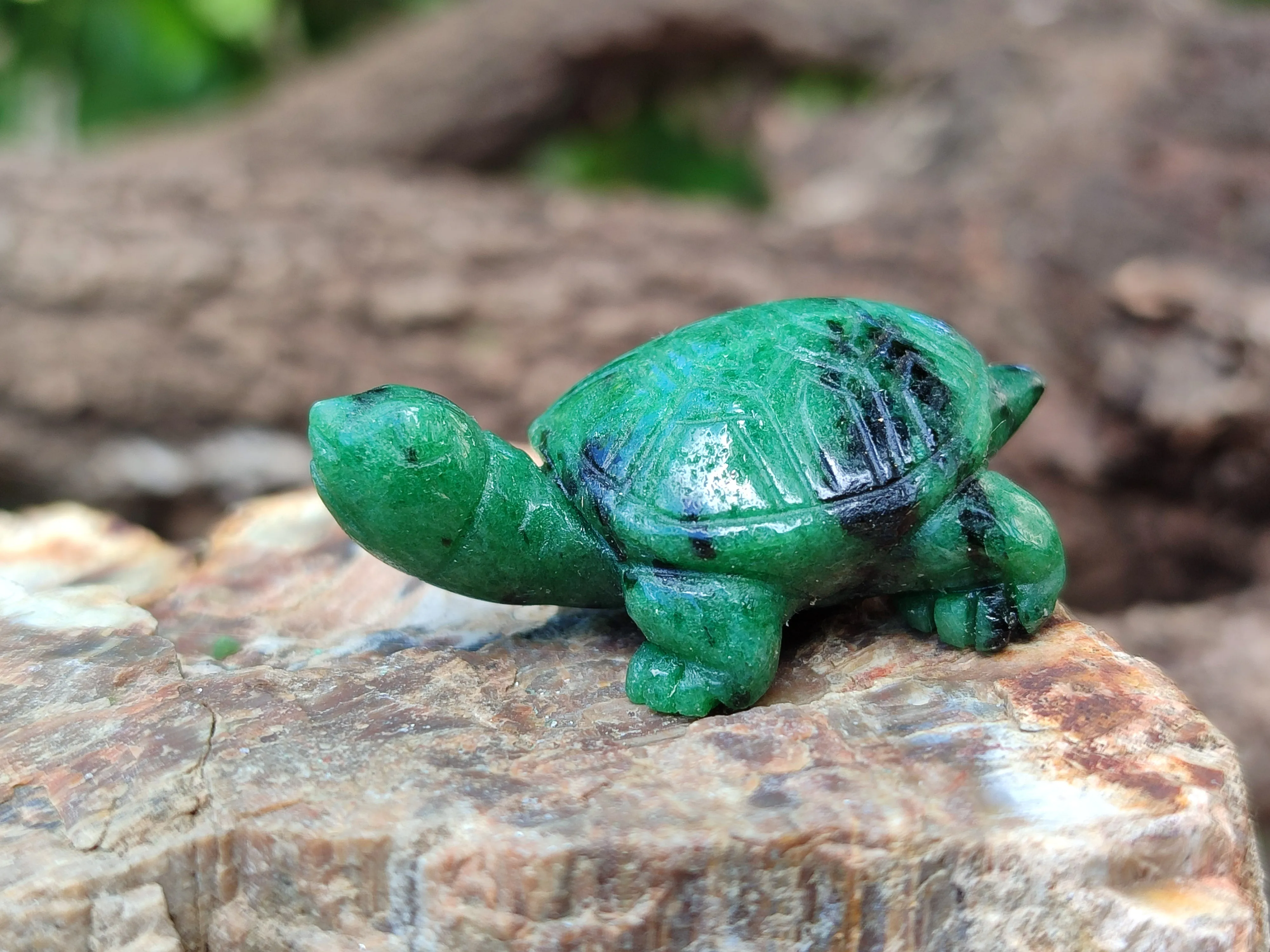 Hand Made Ruby Zoisite Tortoise Carvings - Sold Per Item - From Tanzania