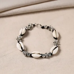 Handmade Oxidised Silver Beaded Anklet with Shellwork 17