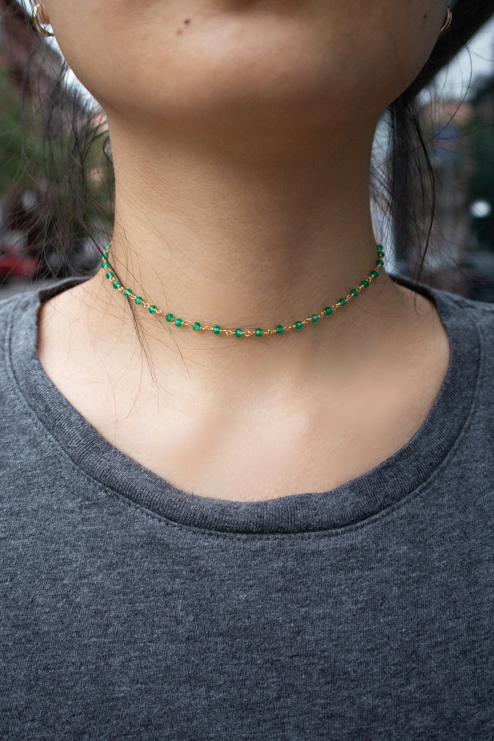 Hannah — Skinny bead choker necklace