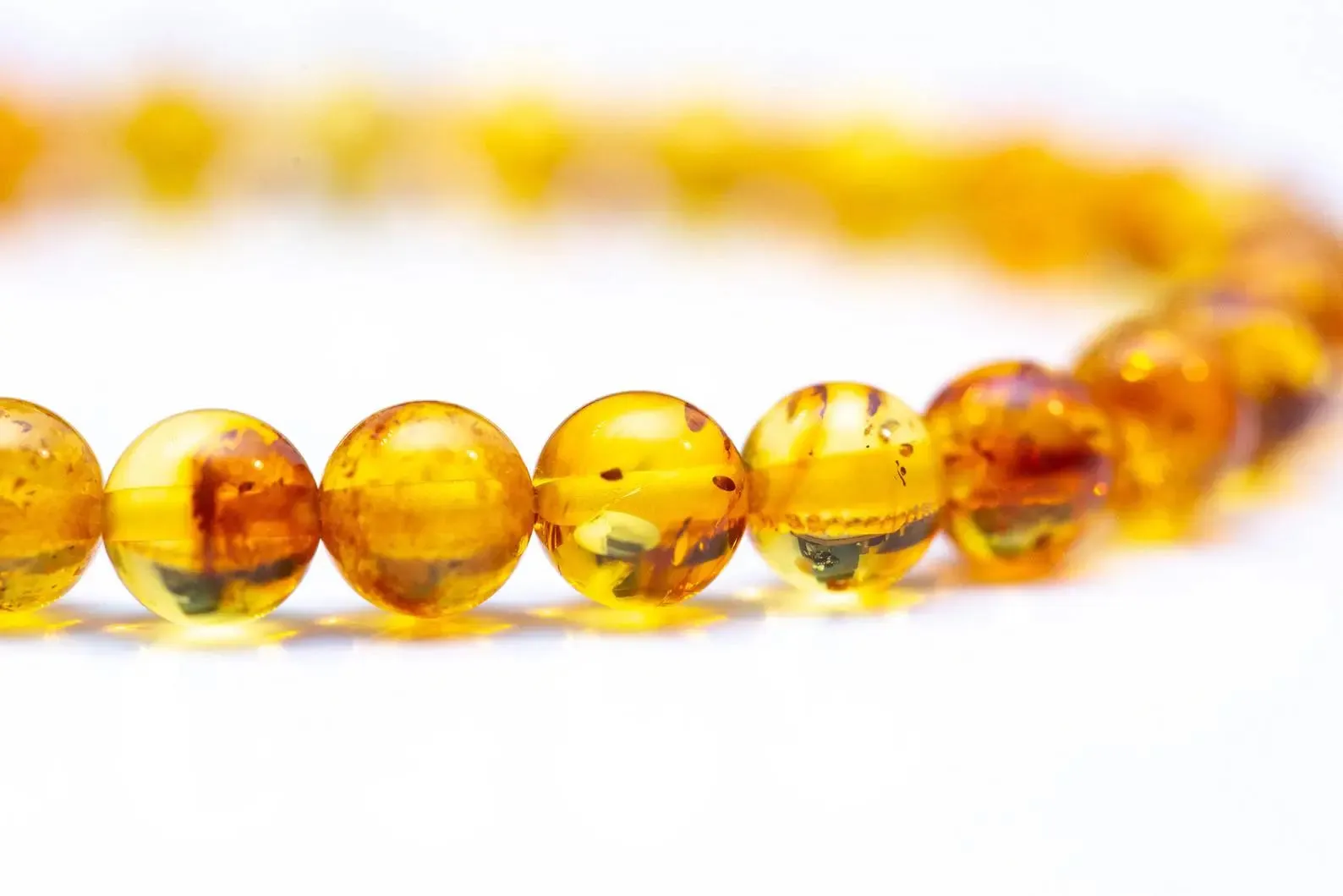 Honey Amber Sphere Bead Bracelet - Natural Baltic Amber, Polished Finish, Unisex Design