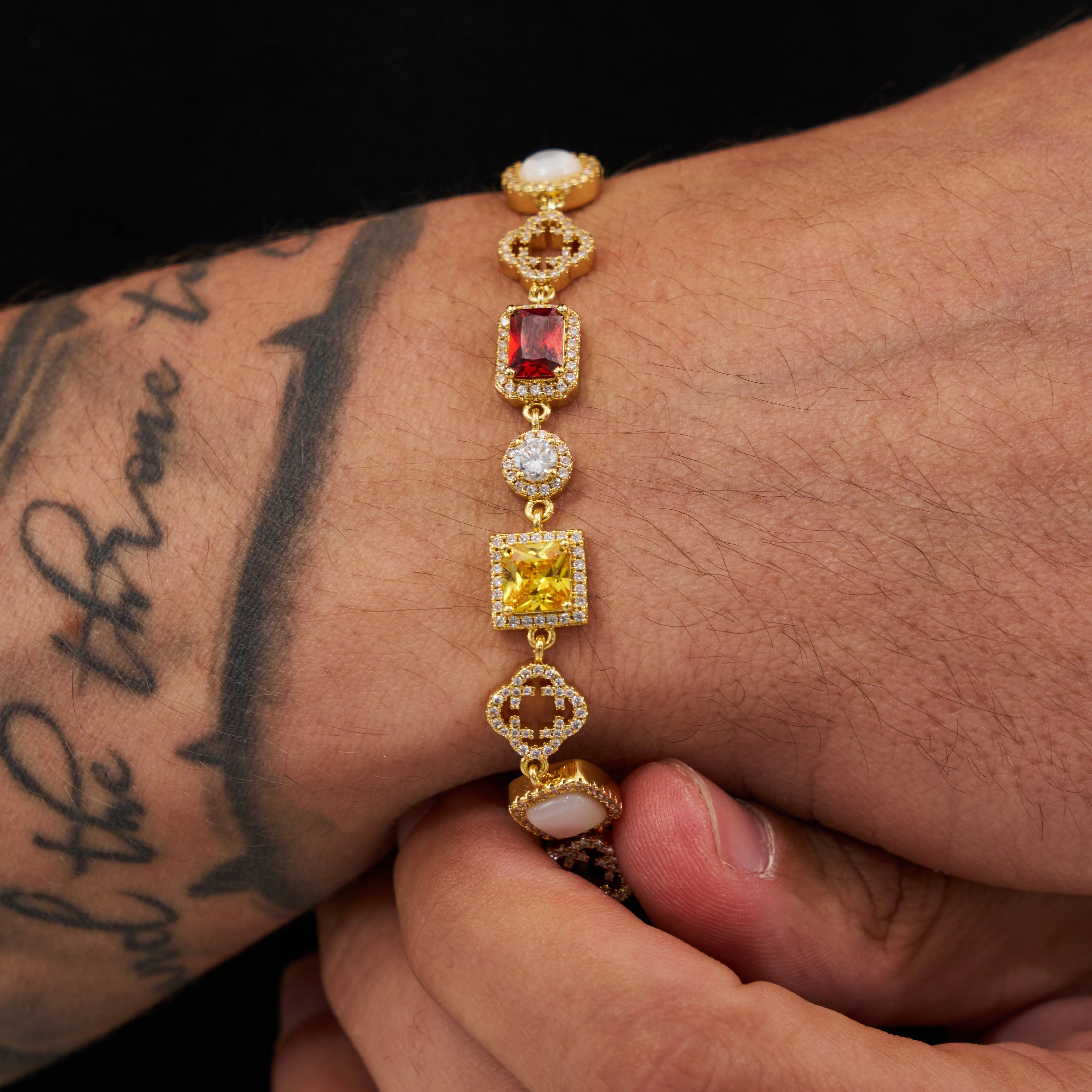 Iced Gemstone Bracelet (Gold)