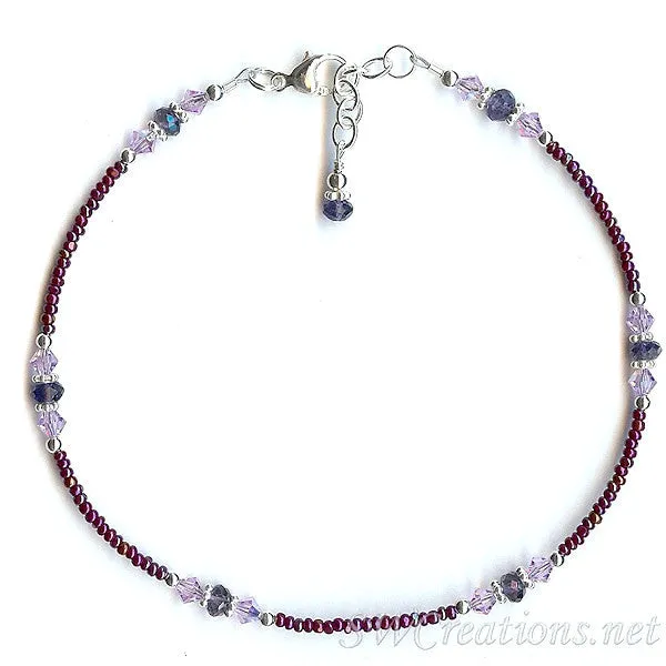 Iolite Violet Gemstone Beaded Anklet