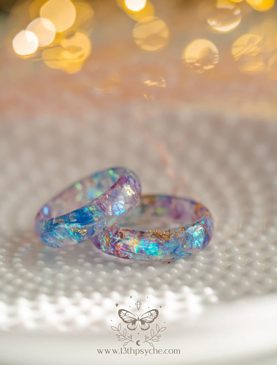 Iridescent Blue and purple resin ring