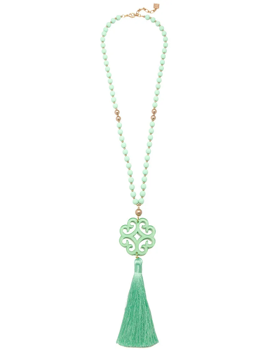 Jade Pendant Tassel Necklace