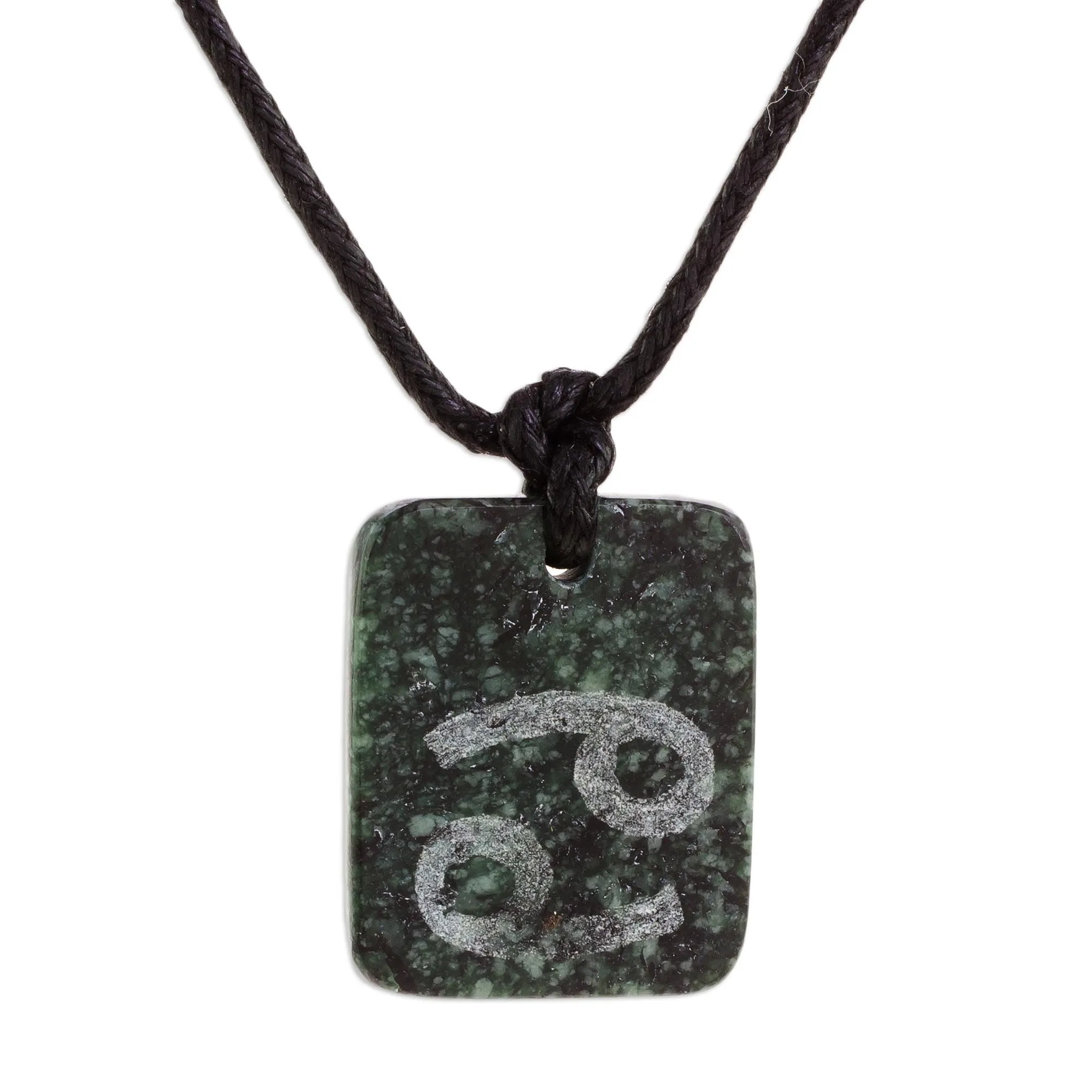 Jade Zodiac Cancer Pendant Necklace from Guatemala - Verdant Cancer | NOVICA