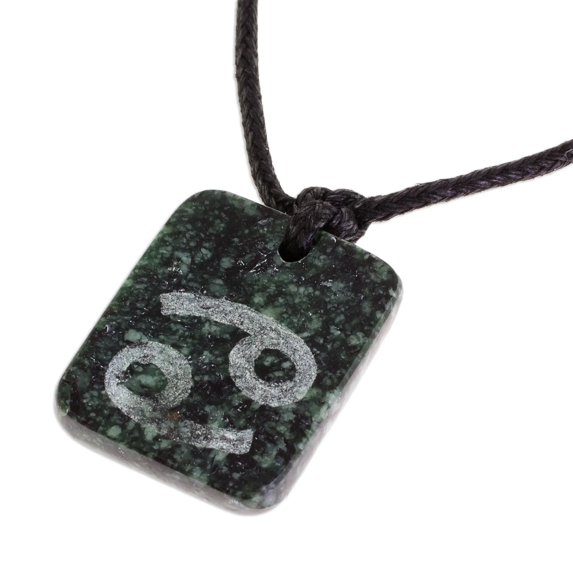 Jade Zodiac Cancer Pendant Necklace from Guatemala - Verdant Cancer | NOVICA