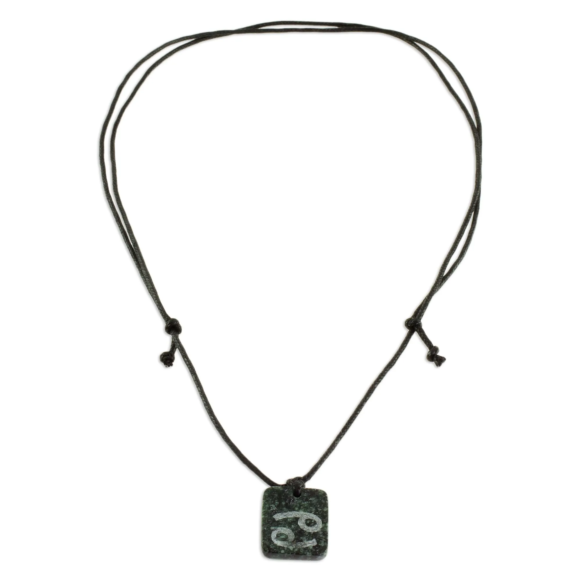 Jade Zodiac Cancer Pendant Necklace from Guatemala - Verdant Cancer | NOVICA