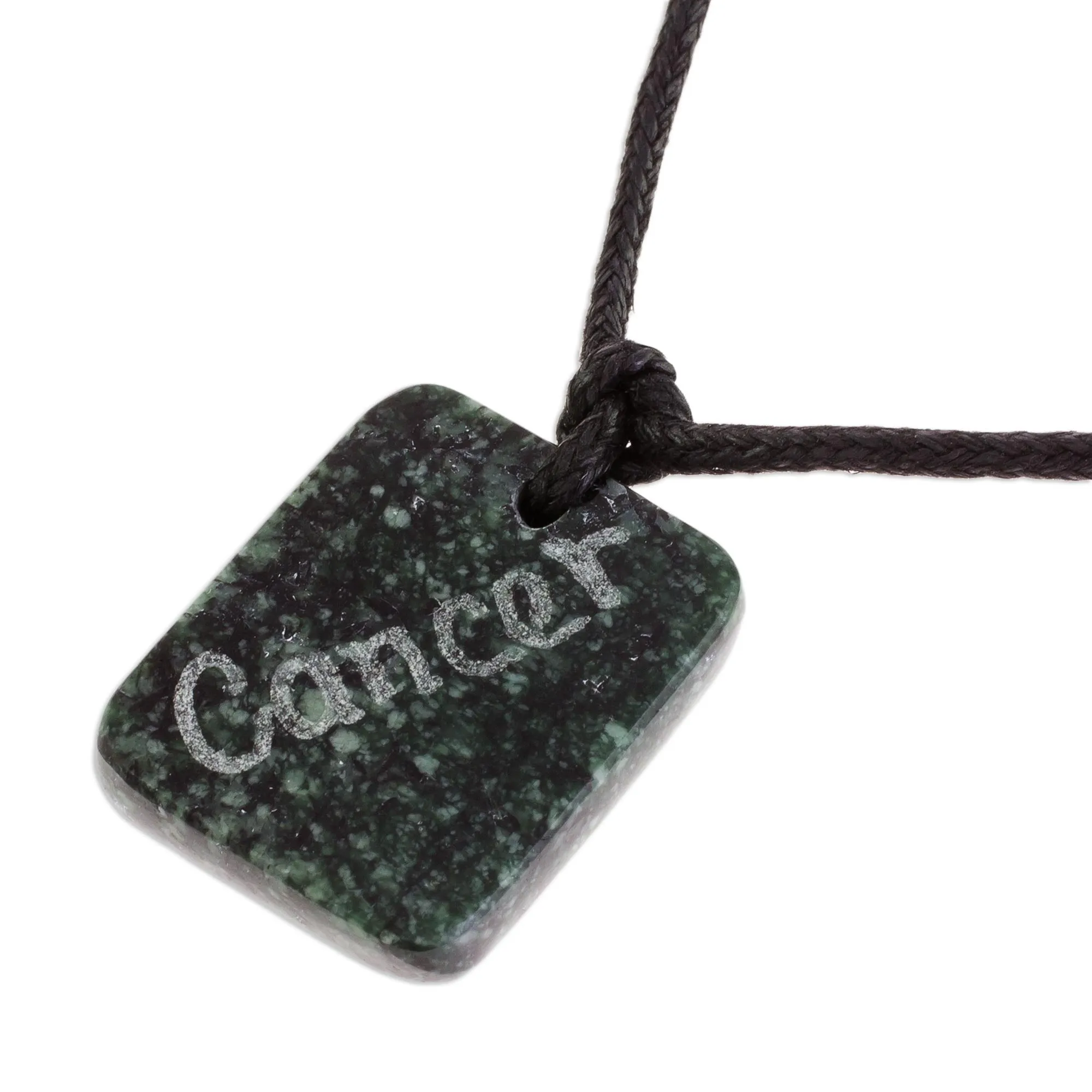 Jade Zodiac Cancer Pendant Necklace from Guatemala - Verdant Cancer | NOVICA