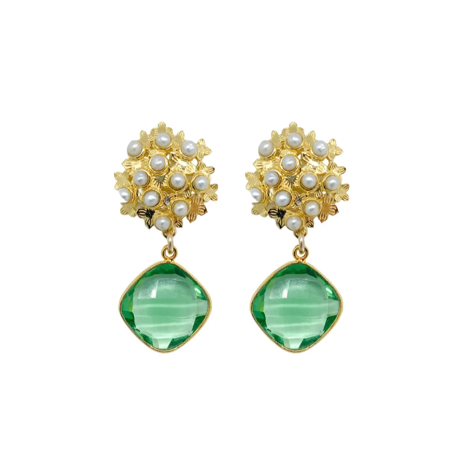 Jardin Hydrangea Green Quartz Earrings