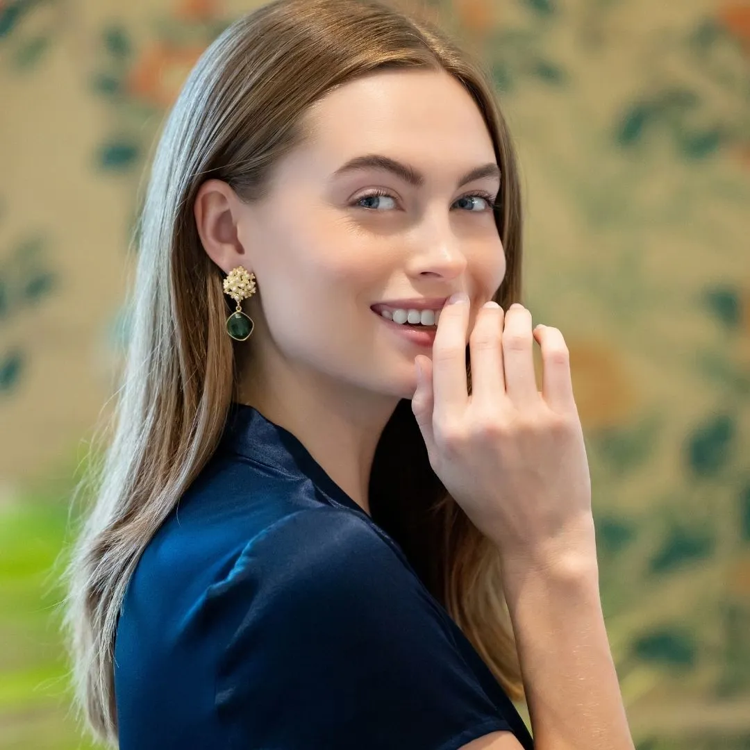 Jardin Hydrangea Green Quartz Earrings