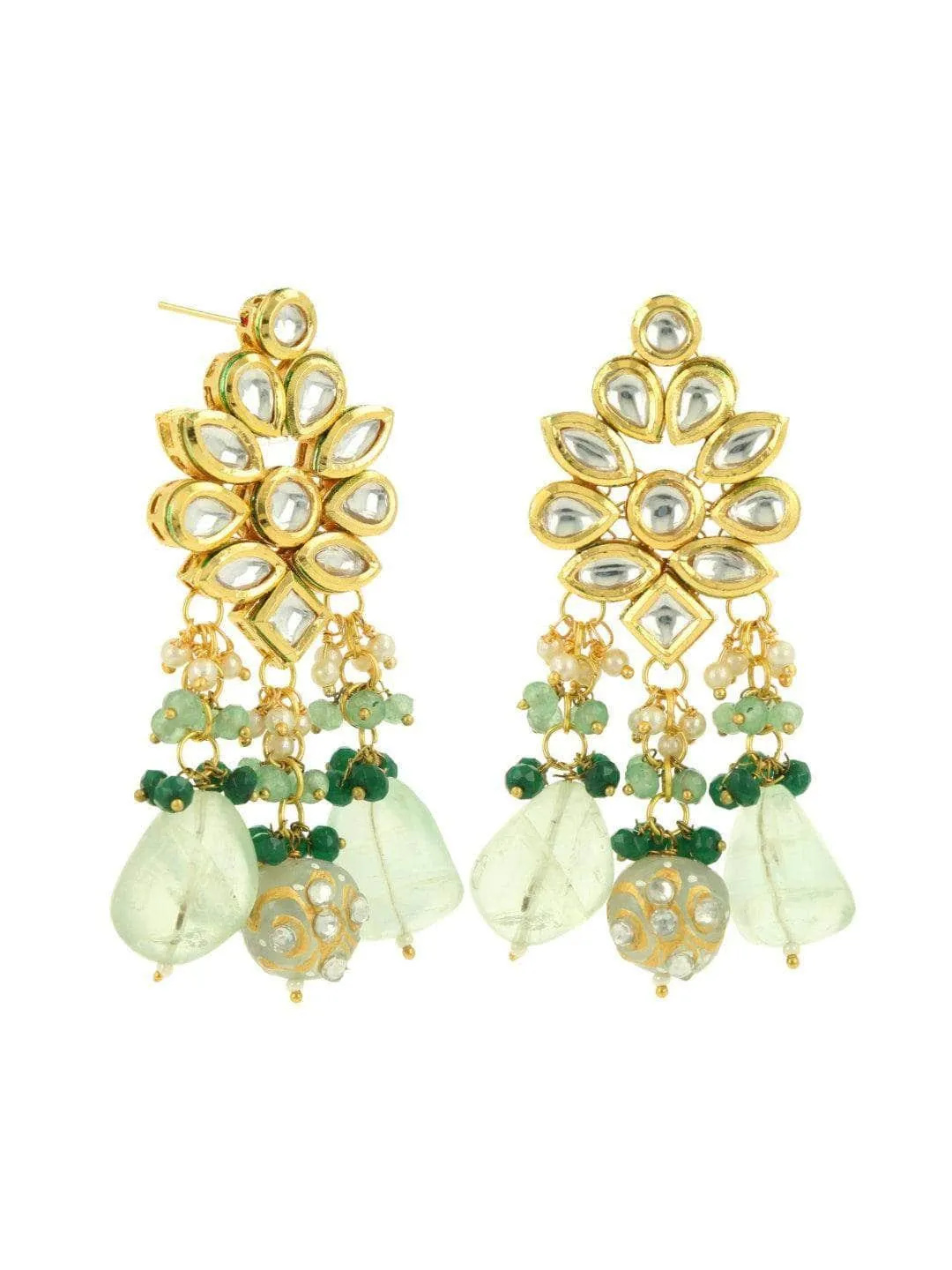 Kundan Precious Stone Earrings Light Pink