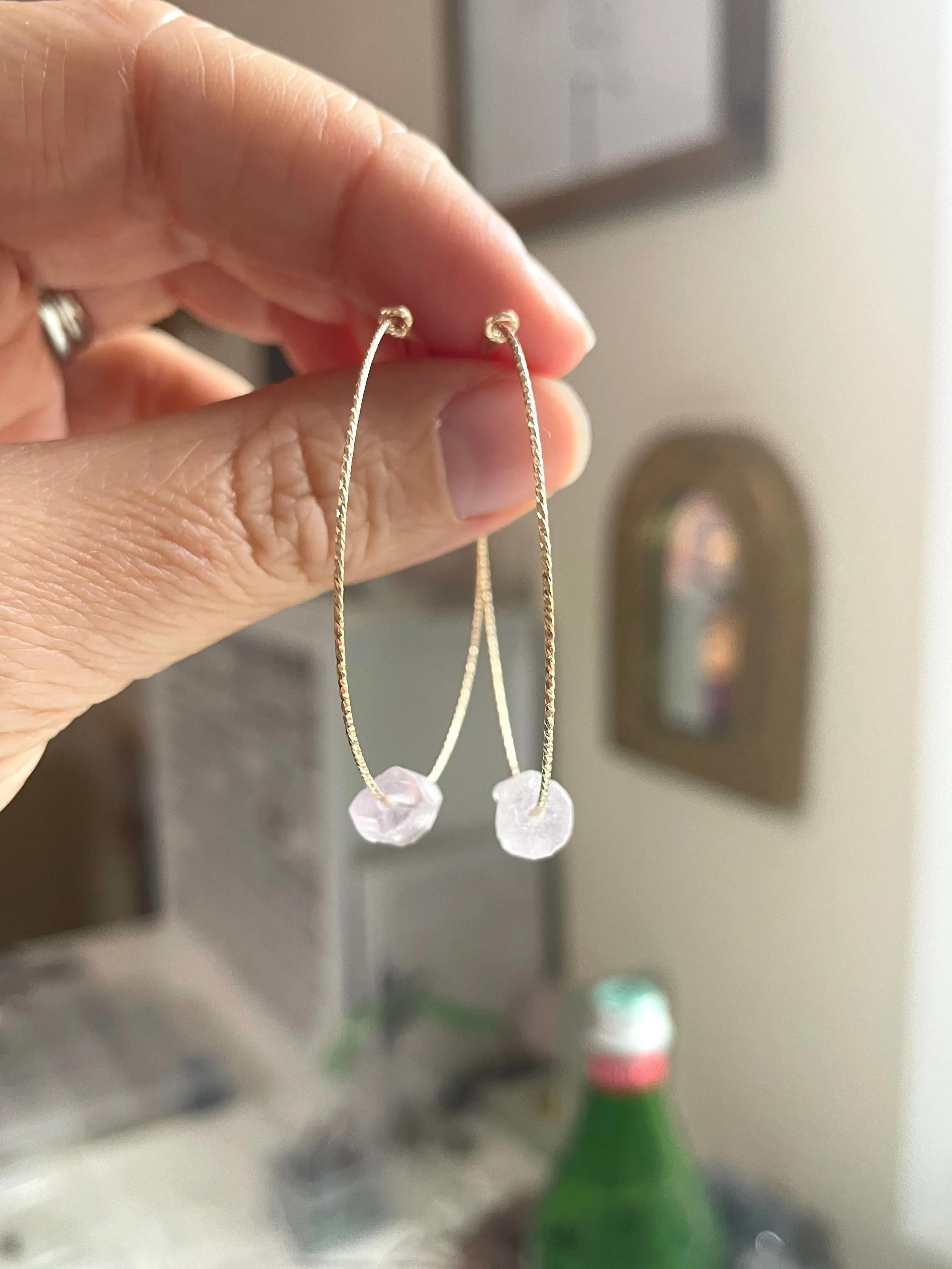 Kunzite Hoop Earrings