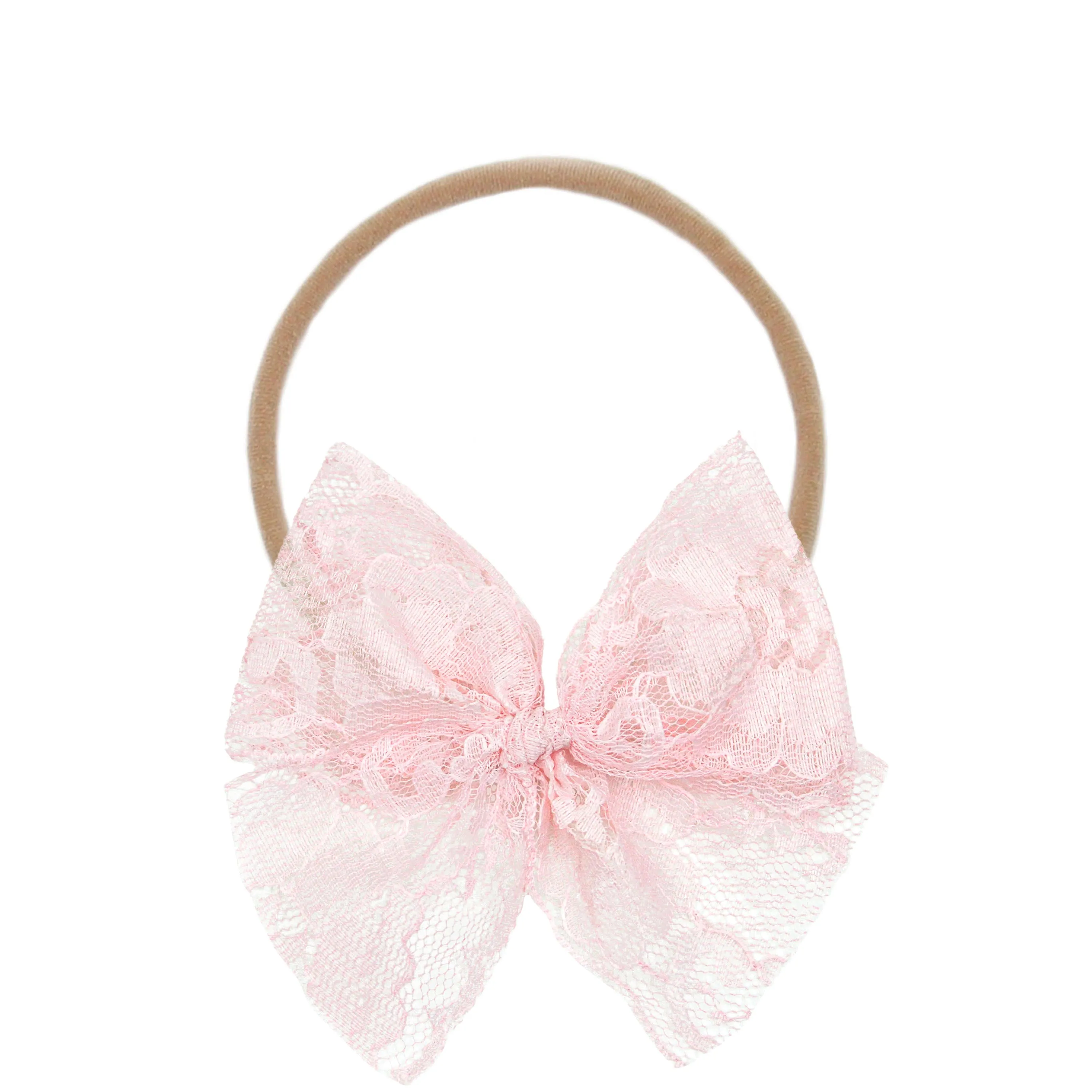 Lace Bow - Powder Pink Headband