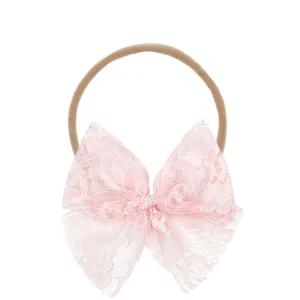 Lace Bow - Powder Pink Headband