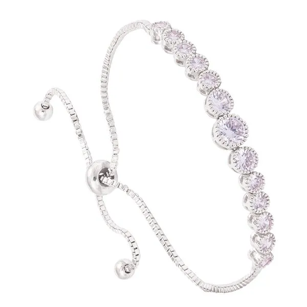 Ladies Silver Adjustable Crystal Bracelet