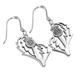 Large Plain Sterling Silver Thistle Earrings