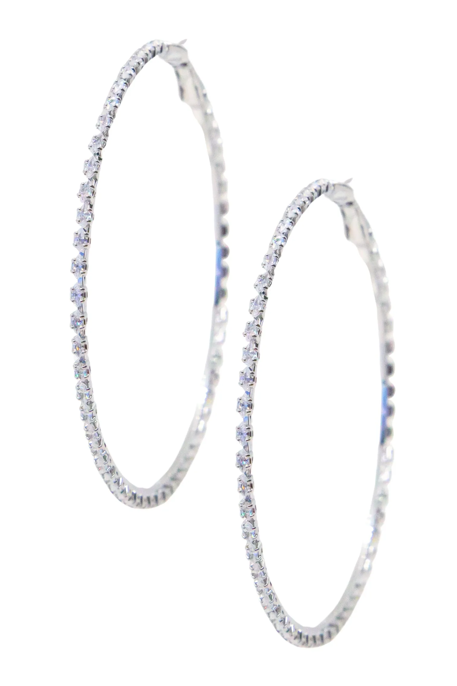 Large Silver & Crystal Glow Hoops