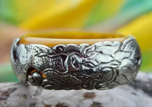 Large Tibetan Copal Dragon Bracelet