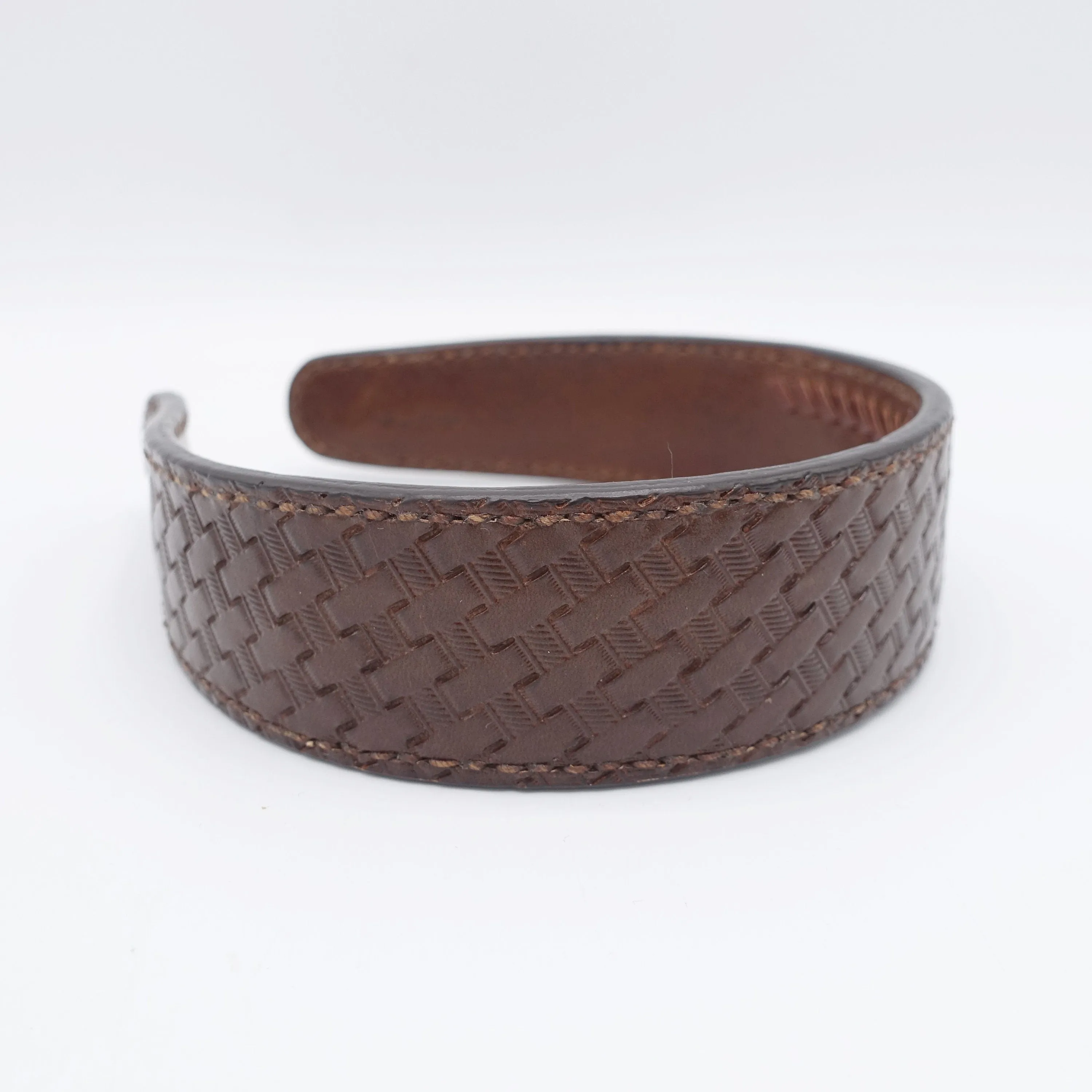 leather pattern headband, handmade leather headband, leather stamped headband