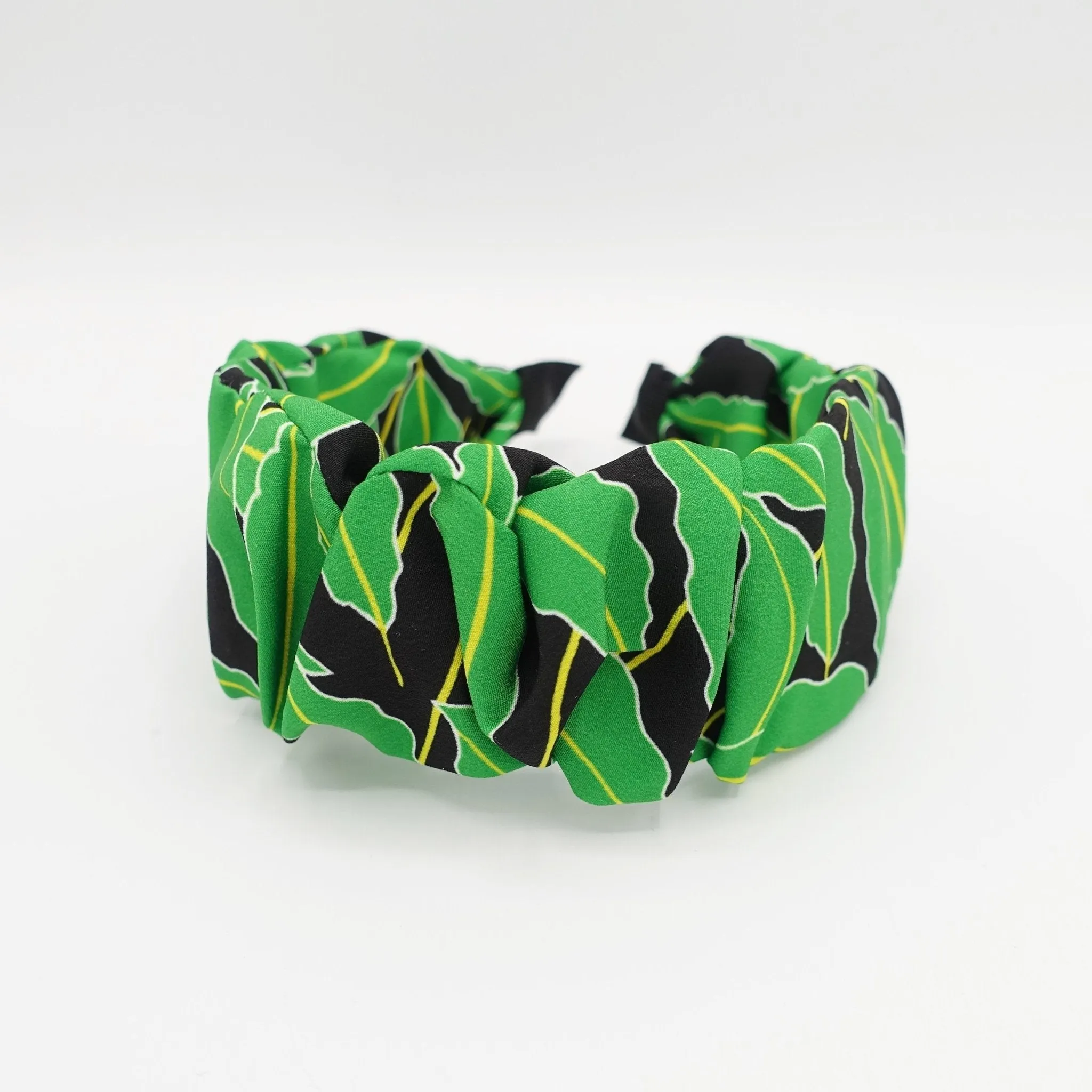 leaves abstract print pleated headband vivid color hairband for women