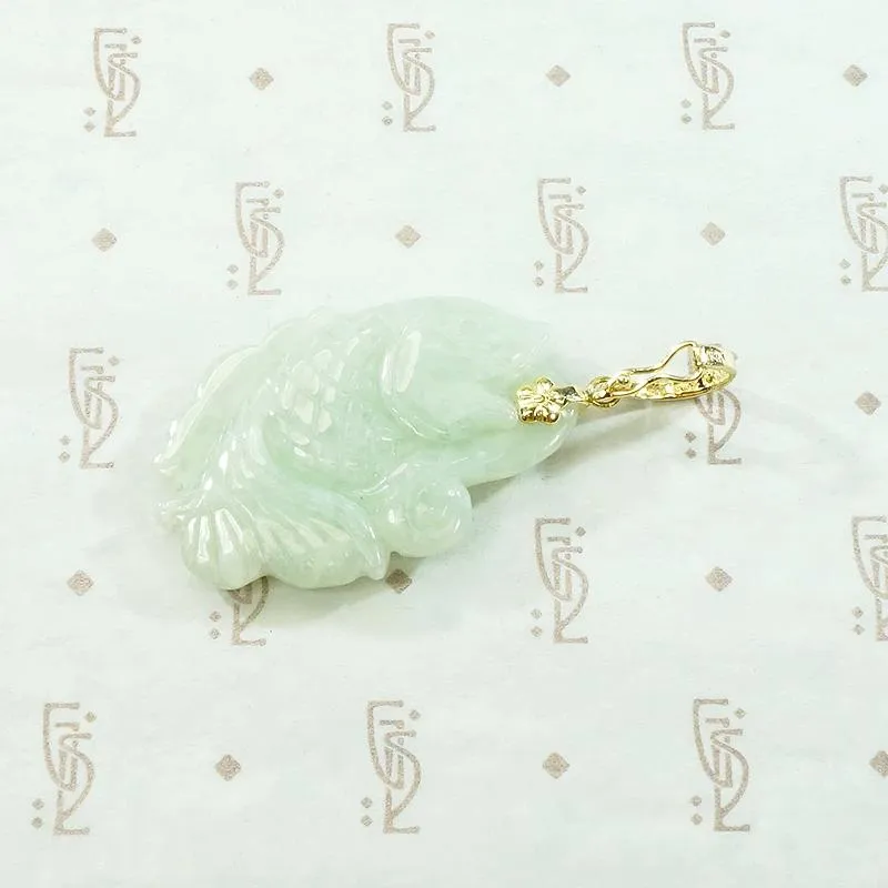 Lively Carved Jade Fish with Gold Fittings