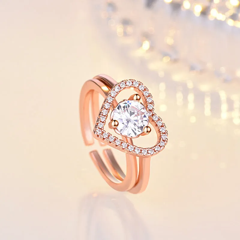 Love Open and Two in One Ring Rose Gold