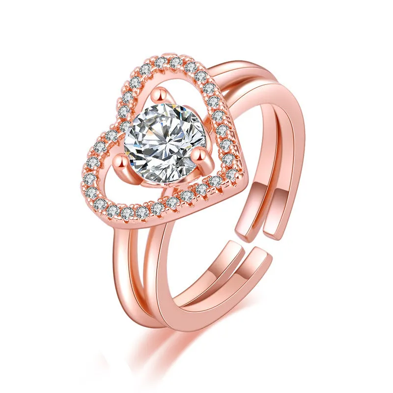 Love Open and Two in One Ring Rose Gold