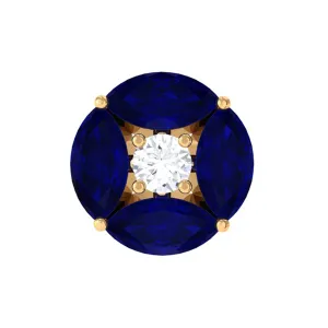 Marquise Blue Sapphire Cartilage Earring with Moissanite