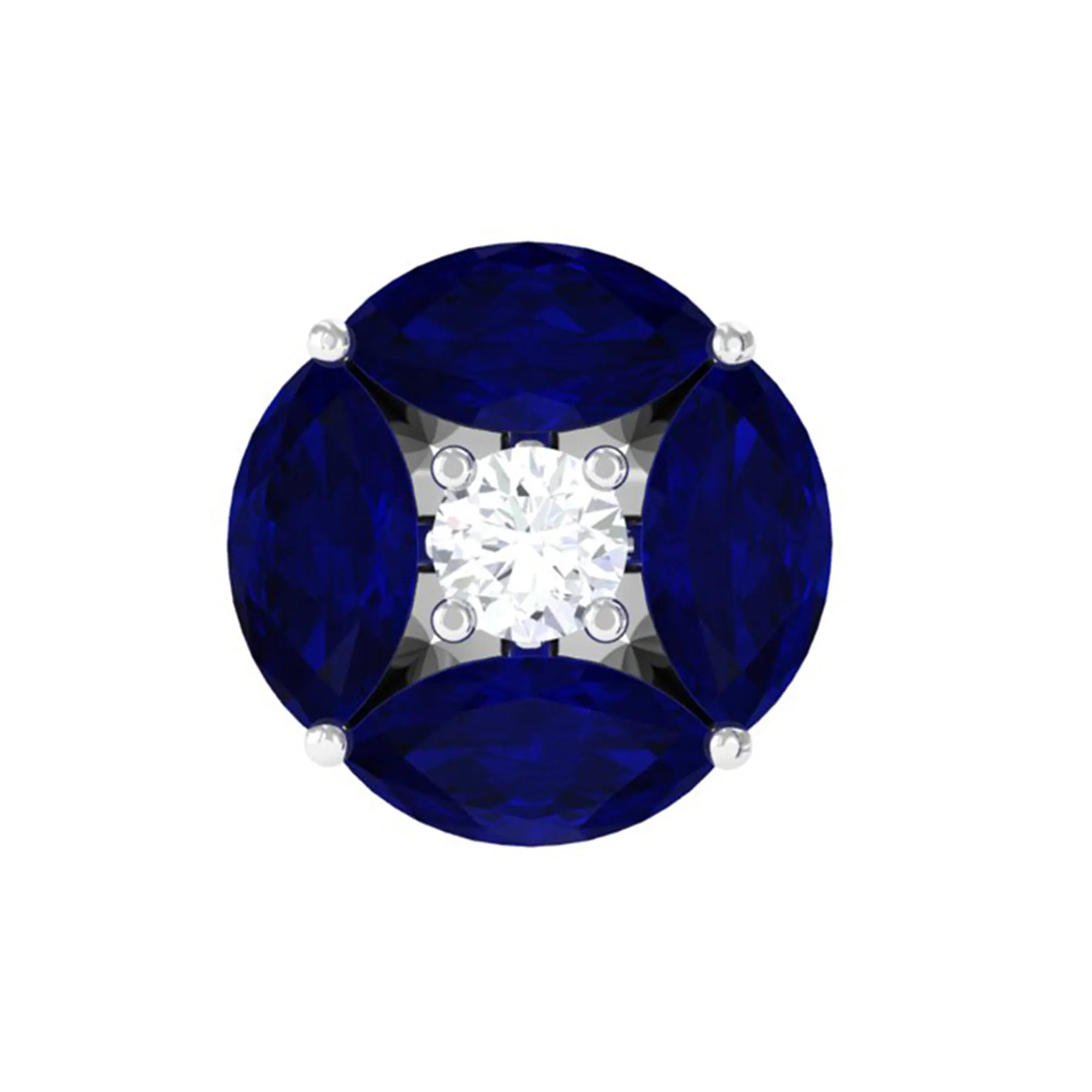 Marquise Blue Sapphire Cartilage Earring with Moissanite