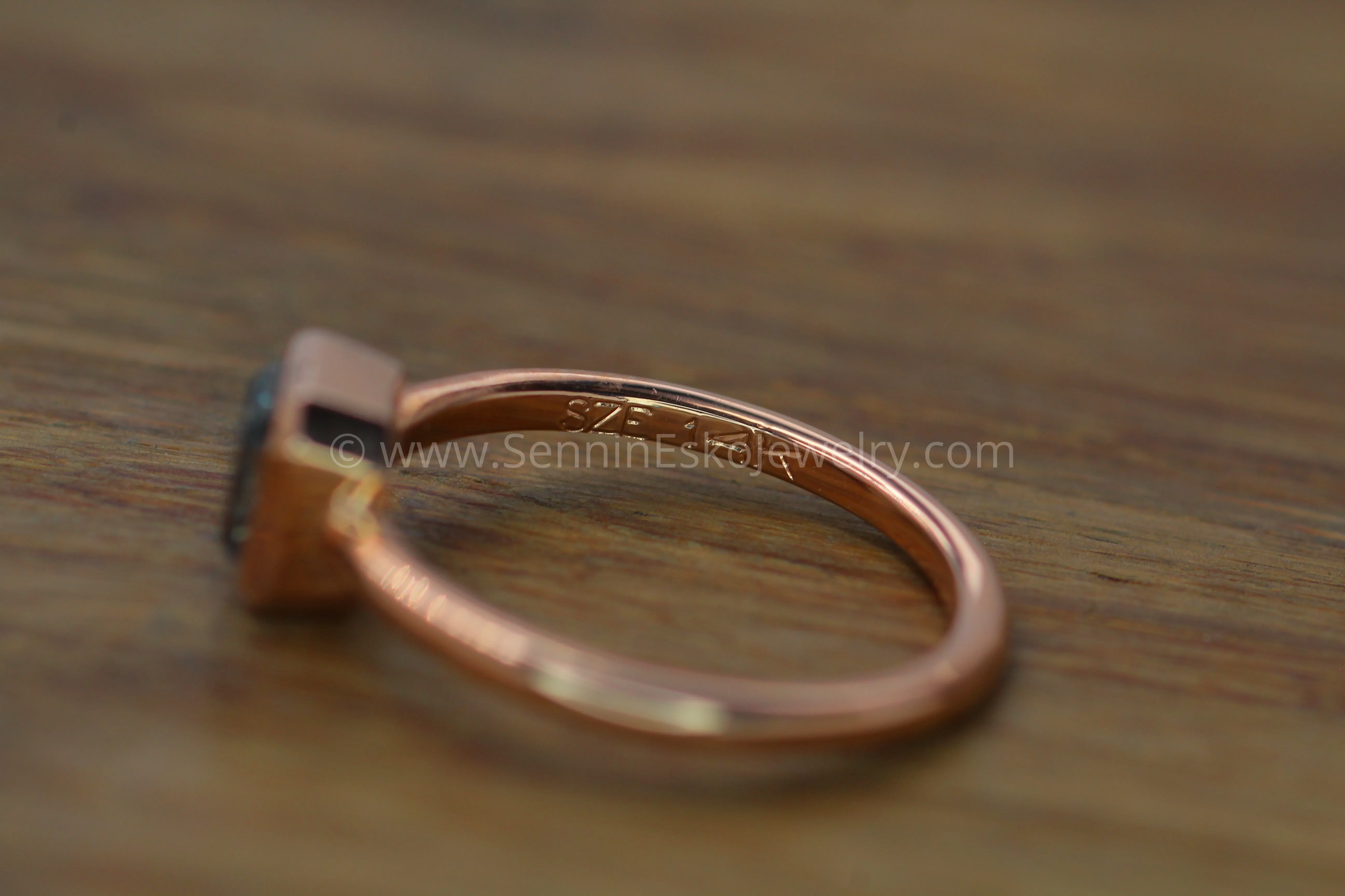 Medium/Lightweight Rose Gold Bezel Ring Setting - Depicted with Fantasy Inverted Cut Montana Sapphire (Setting Only, Center Stone Sold Separately)