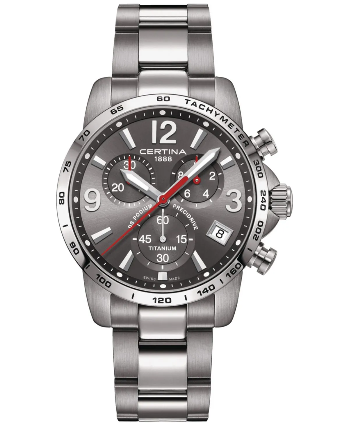 Men's Swiss DS Podium chronograph watch with titanium bracelet, 41 mm Certina