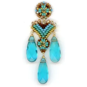 MIGUEL ASES THREE TEARDROP BLUE QUARTZ EARRINGS