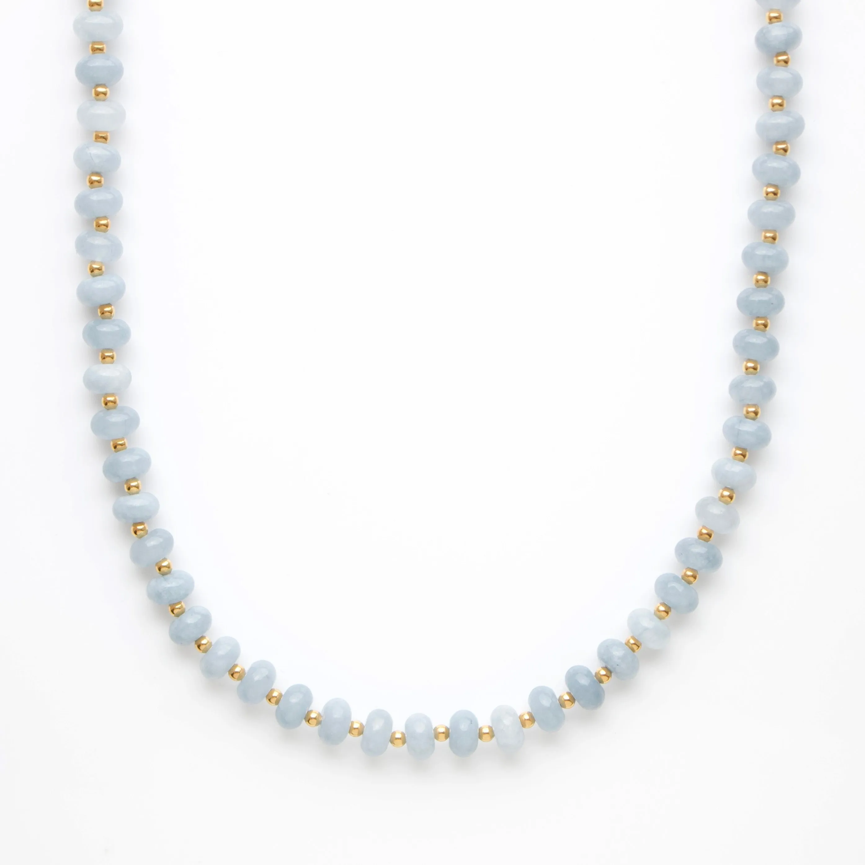 Milky Aqua Jade Beaded Necklace